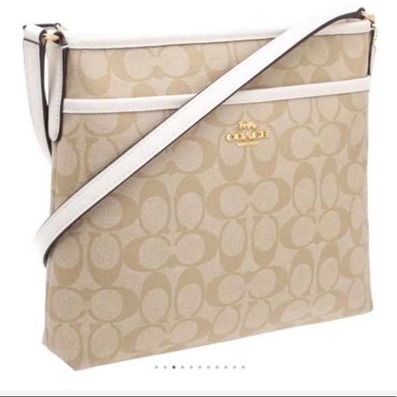 Coach Handbags - Coach Signature File Crossbody Bag Brown & Cream